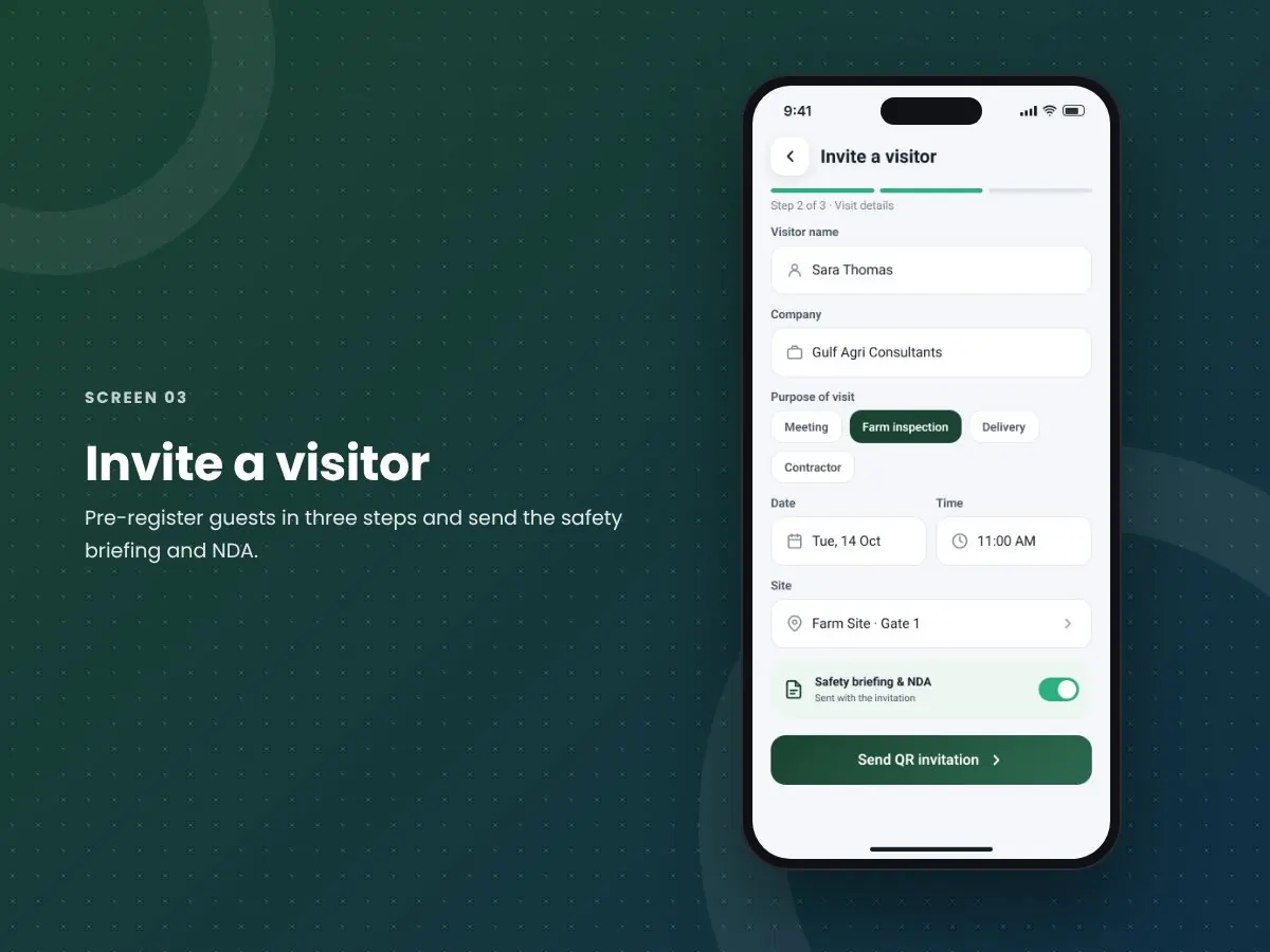 Elite Agro Holding VMS: Invite a visitor