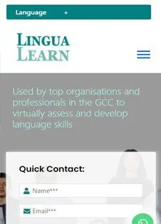 Lingua Learn website on a mobile phone