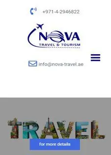NOVA Travel & Tourism website on a mobile phone