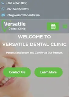Versatile Dental Clinic website on a mobile phone