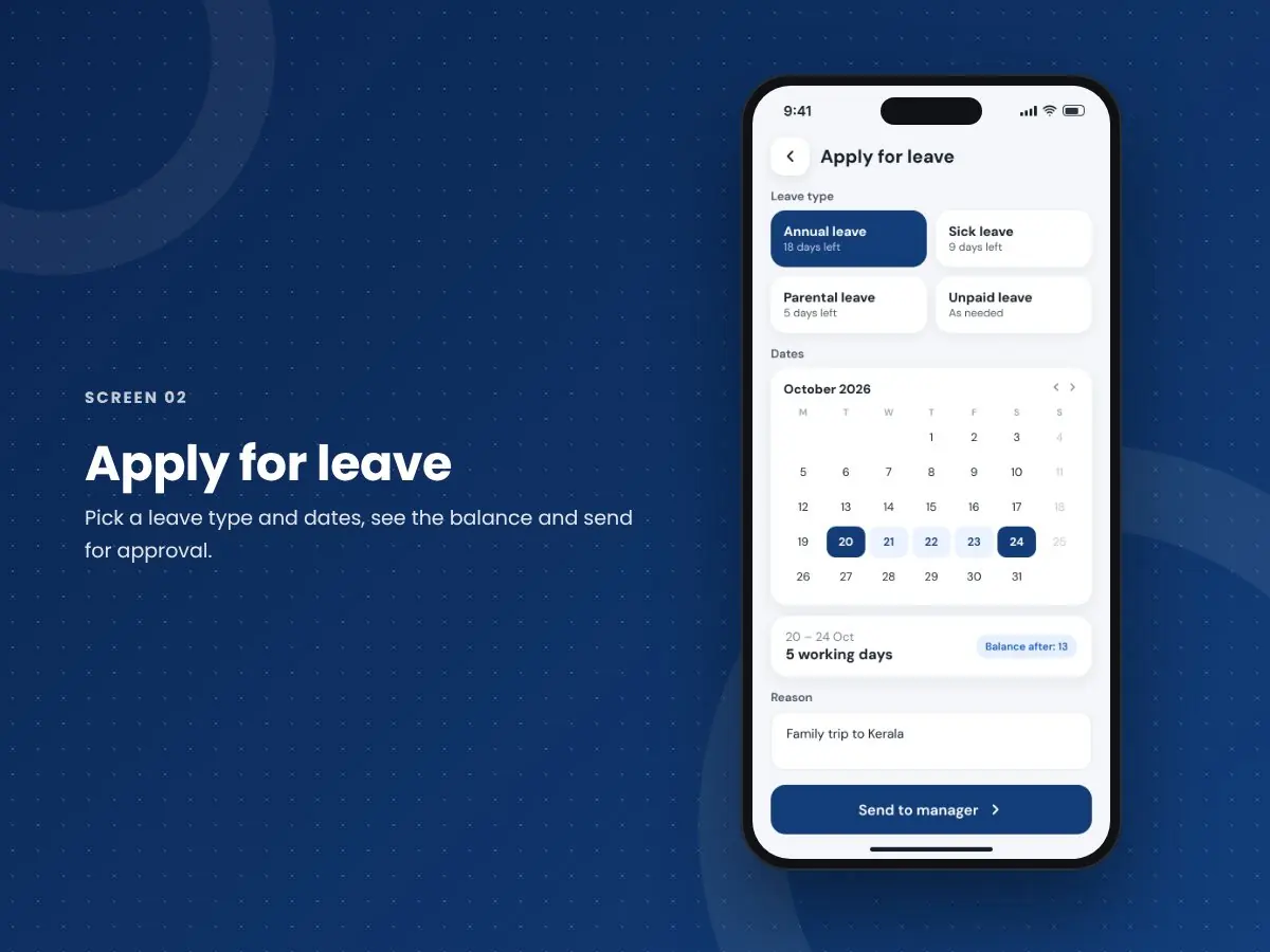 Zapio HRMS App: Apply for leave
