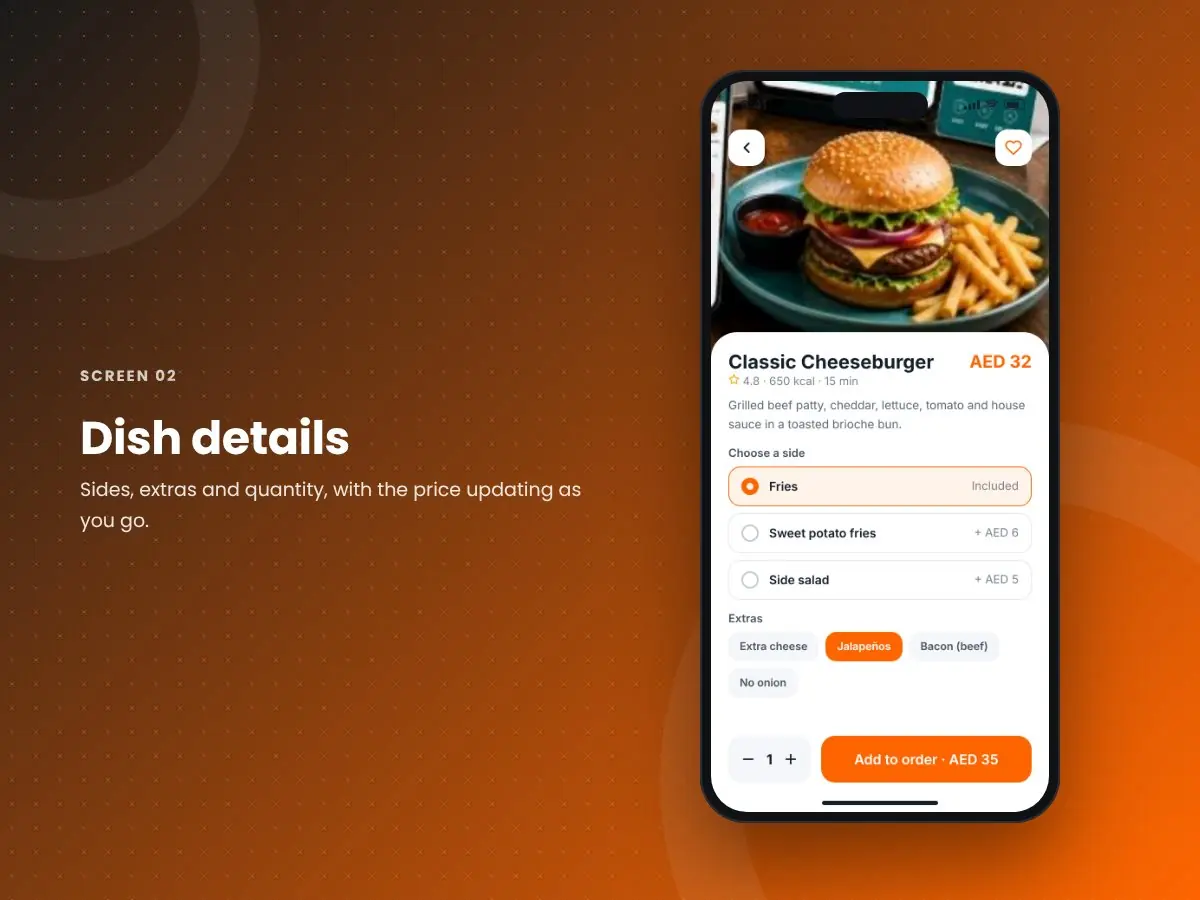 Zapio Menu App: Dish details