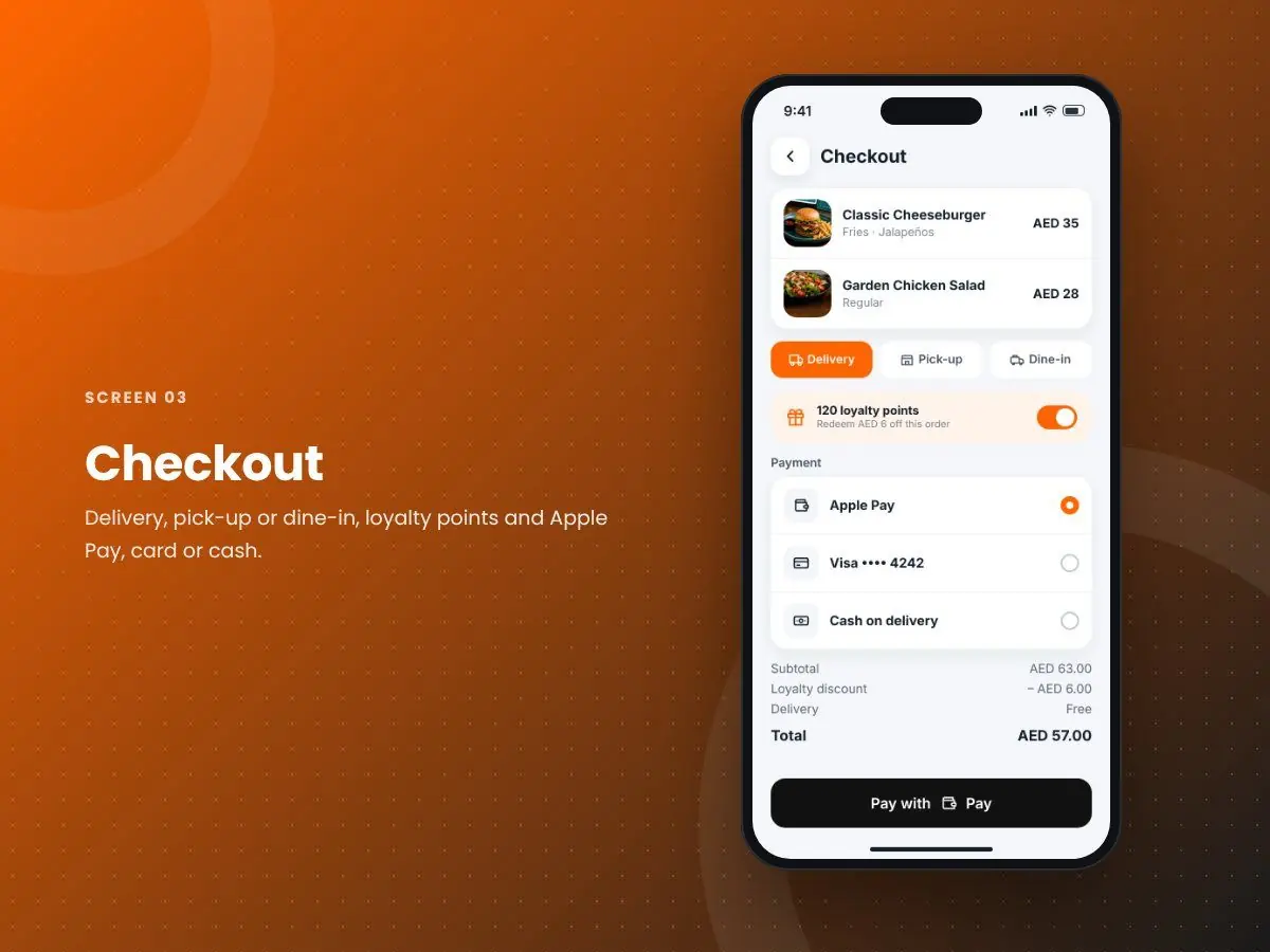Zapio Menu App: Checkout