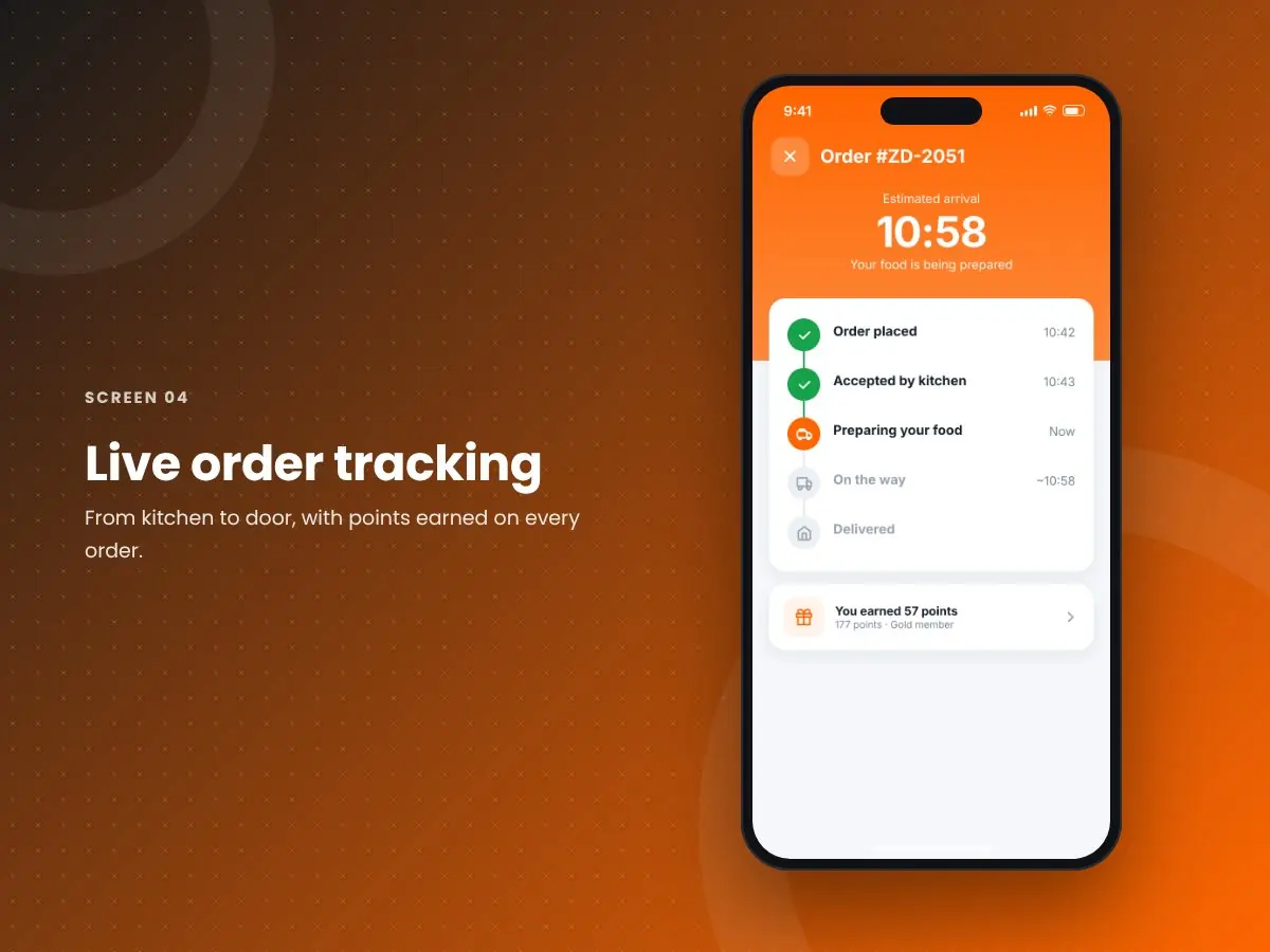 Zapio Menu App: Live order tracking