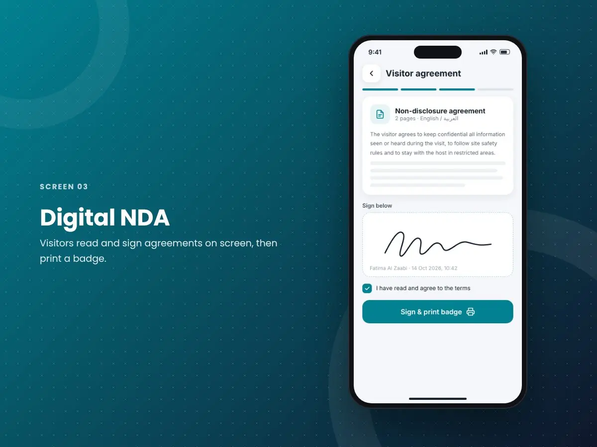 Zapio VMS App: Digital NDA