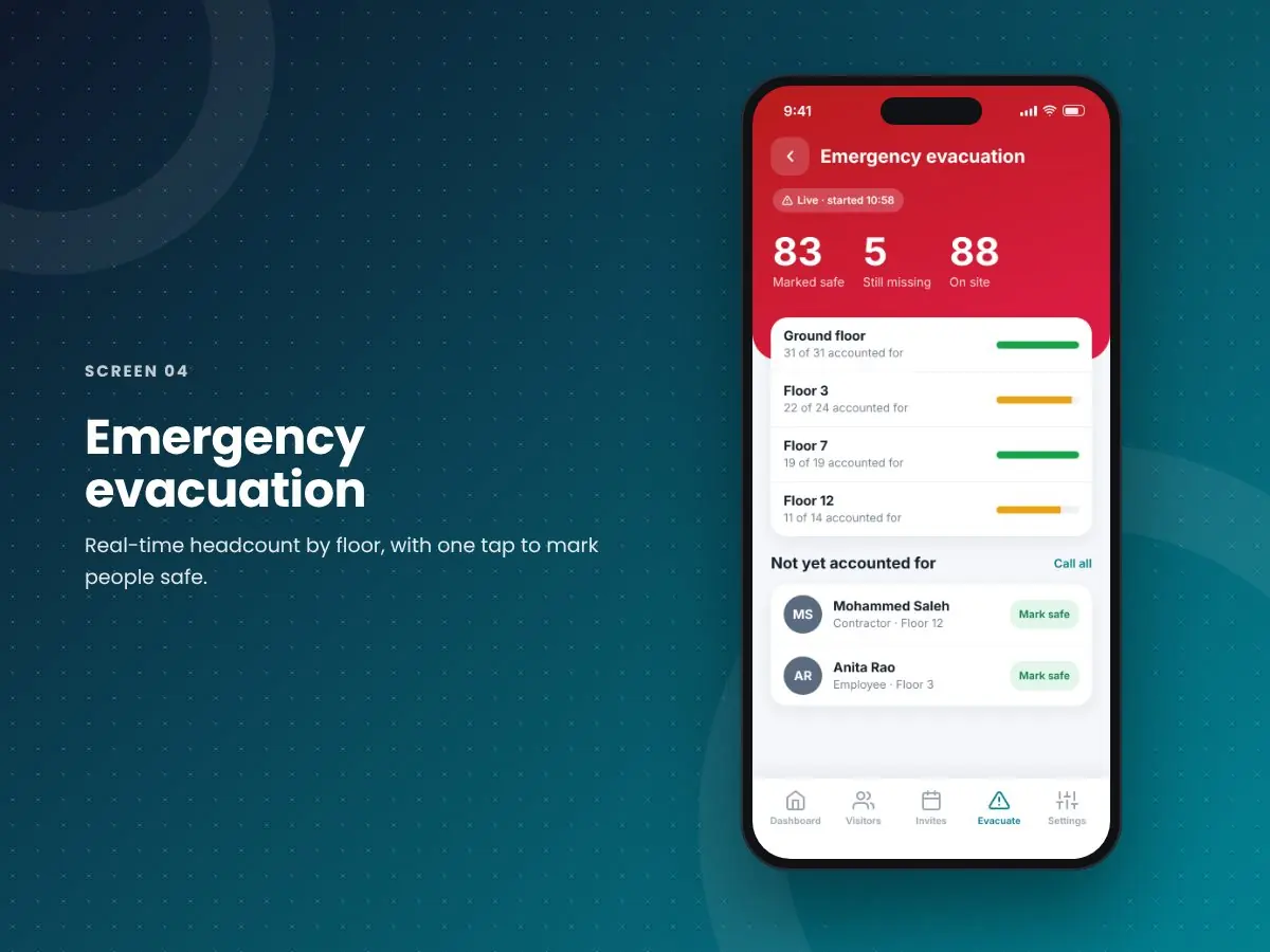Zapio VMS App: Emergency evacuation