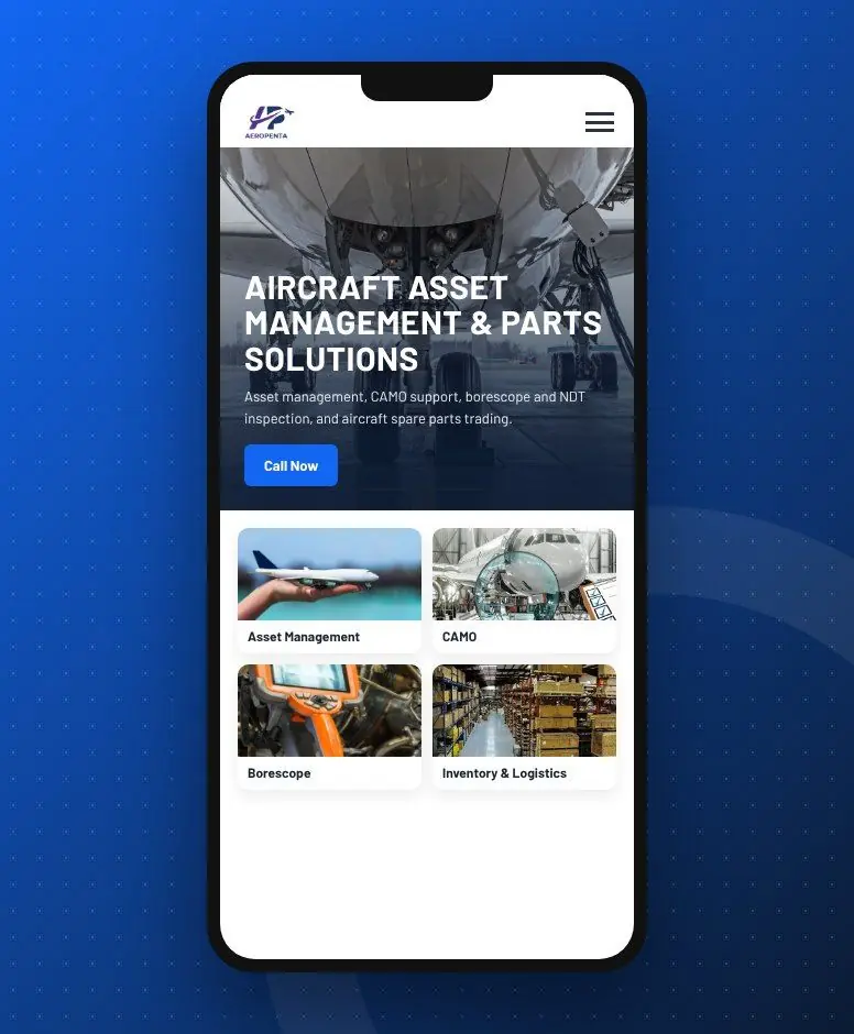 AEROPENTA website design by Zapio