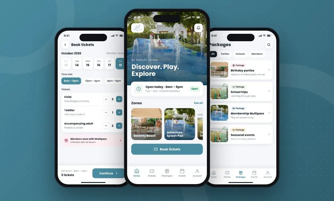 Al Barari Playground app screens designed by Zapio