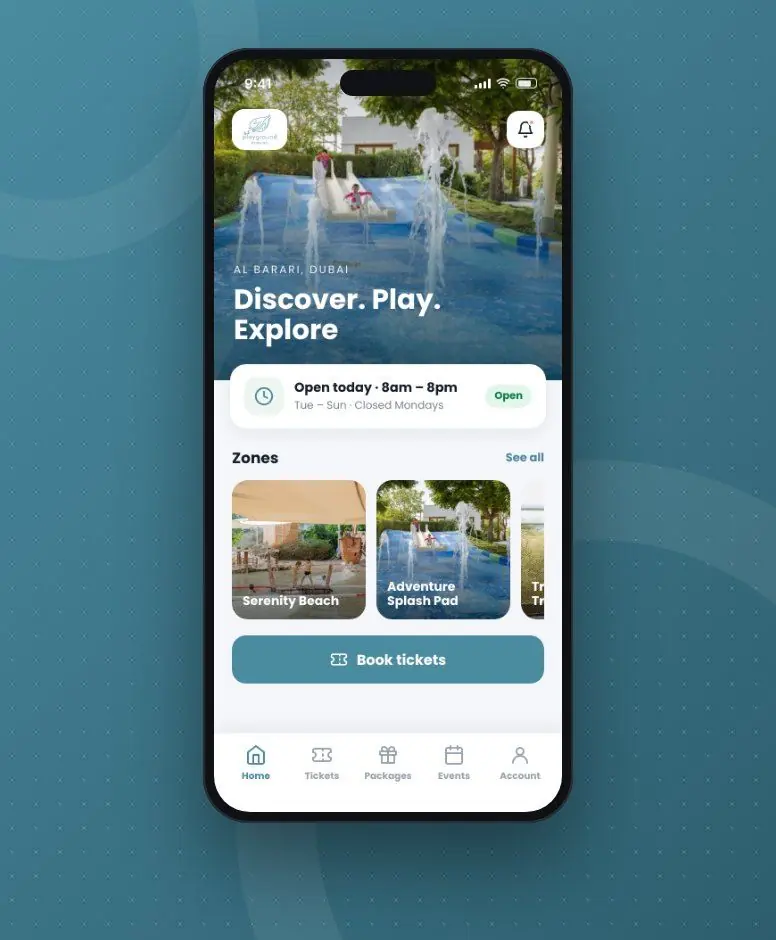 Al Barari Playground app on a mobile phone