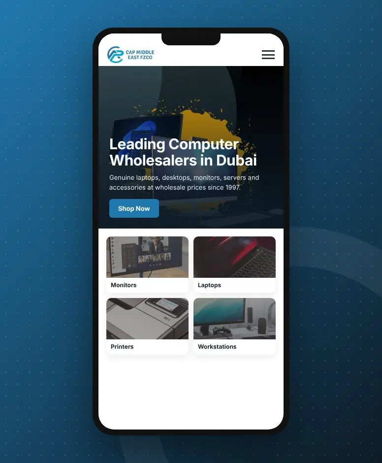 Cap Middle East website design by Zapio
