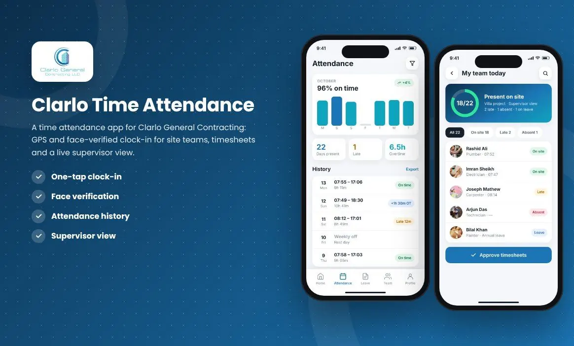 Clarlo Time Attendance project screenshot