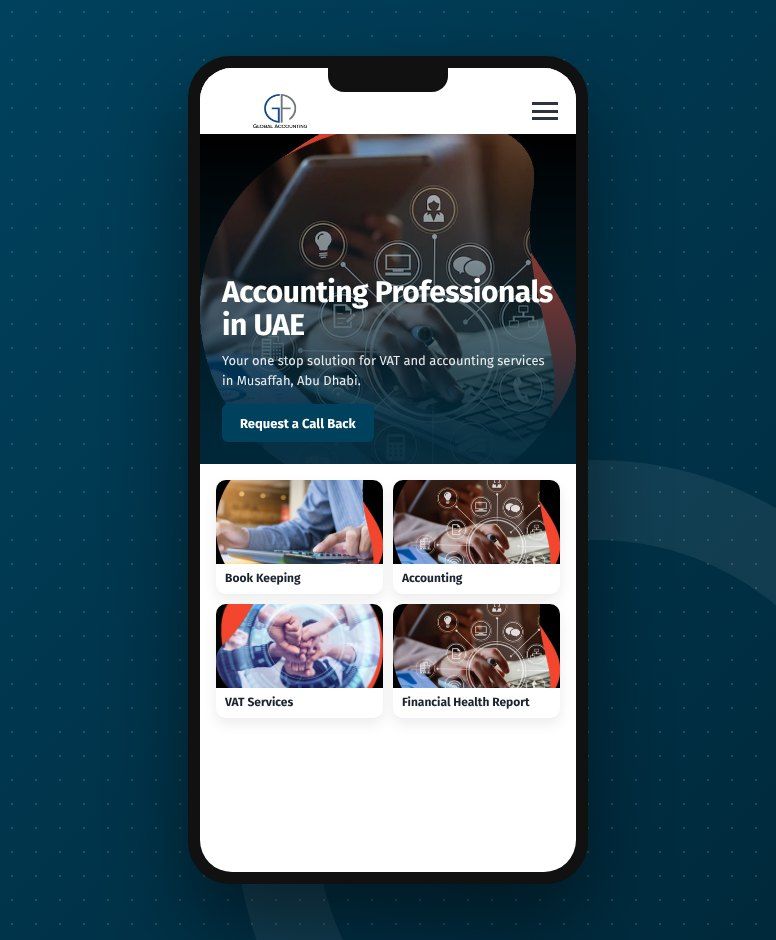 Global Accounting website on a mobile phone