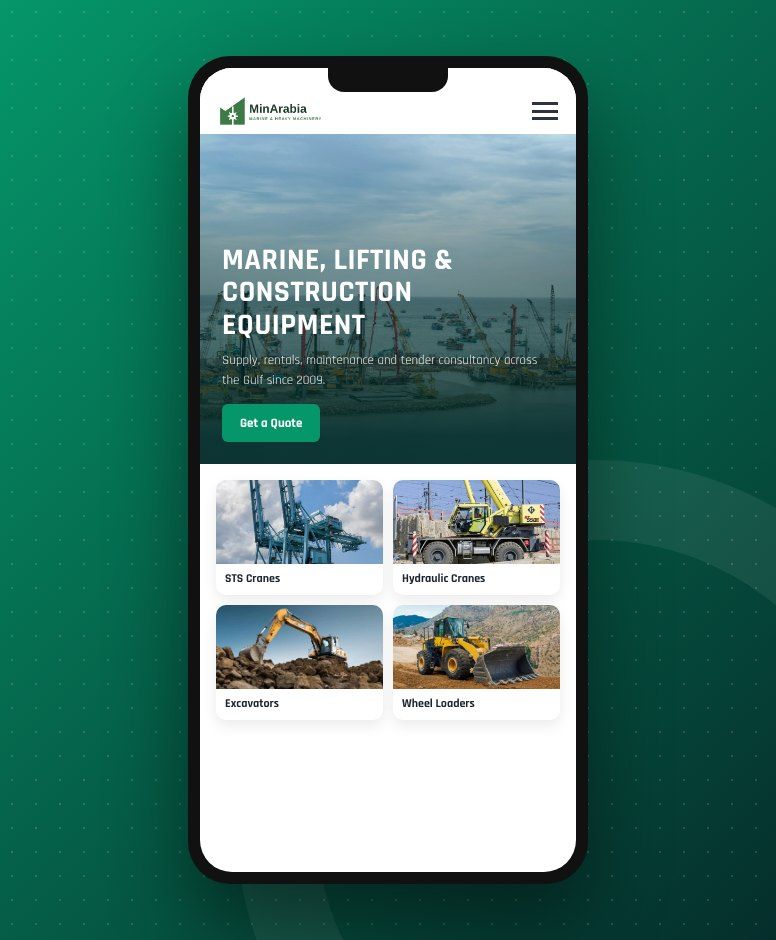 MinArabia website on a mobile phone