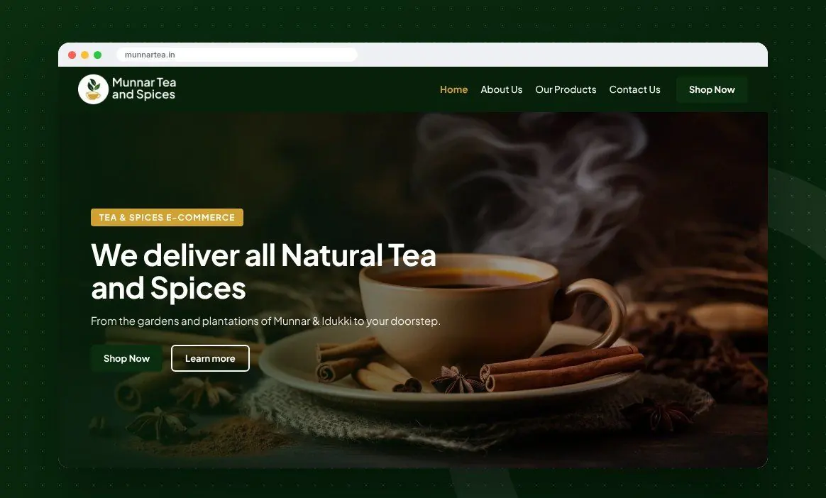 Munnar Tea & Spices website by Zapio