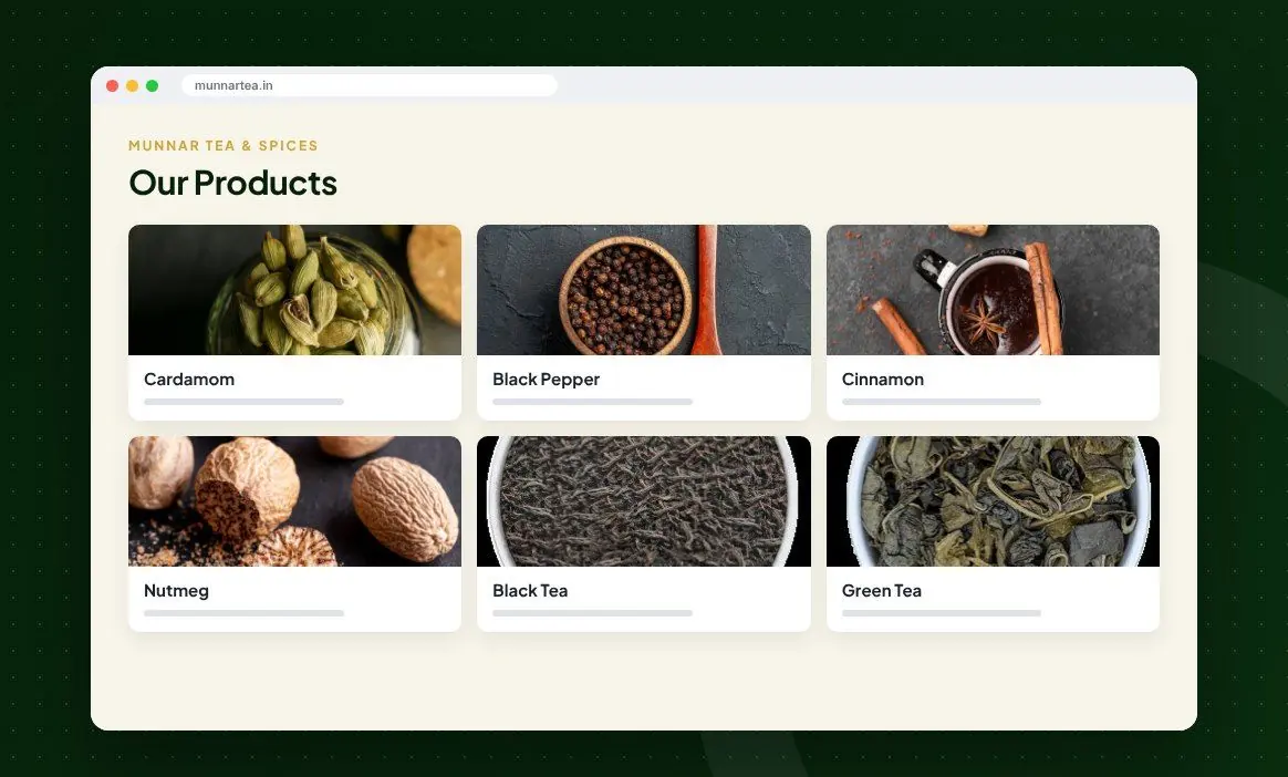 Munnar Tea & Spices project screenshot