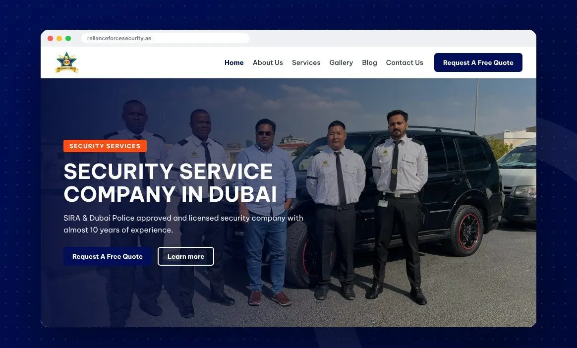 Reliance Force Security website by Zapio