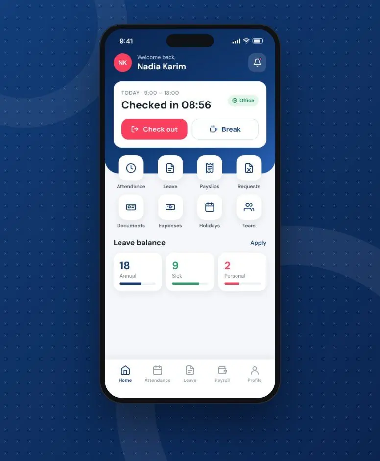 Zapio HRMS App app on a mobile phone